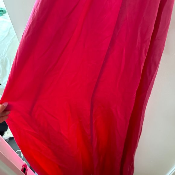 NWT Reformation Veria Silk Maxi Dress Sz 12 Flambe Pink Halter Neckline - Picture 7 of 9